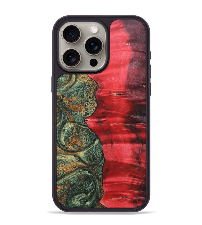 iPhone 15 Pro Max Wood+Resin Phone Case - Jarod (Green, 689266)