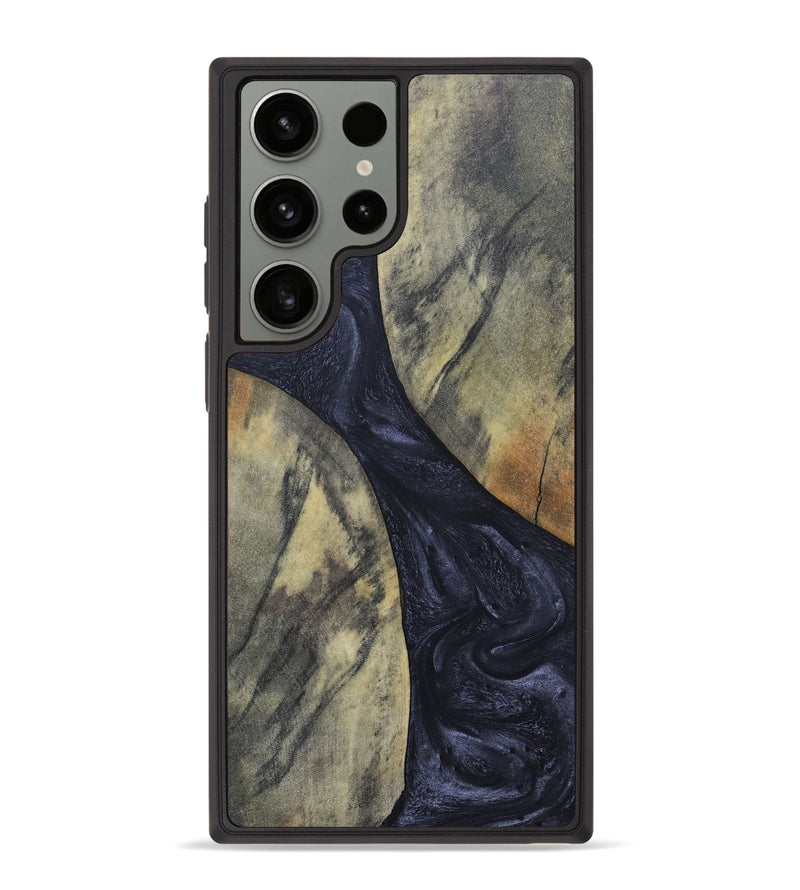 Galaxy S23 Ultra Wood+Resin Phone Case - Hillary (Pure Black, 689305)