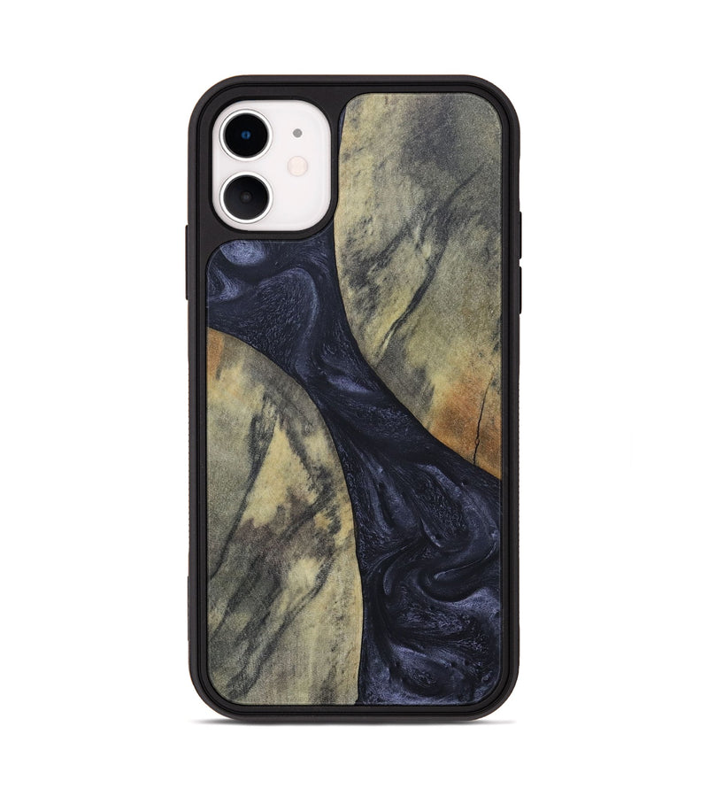 iPhone 11 Wood+Resin Phone Case - Hillary (Pure Black, 689305)