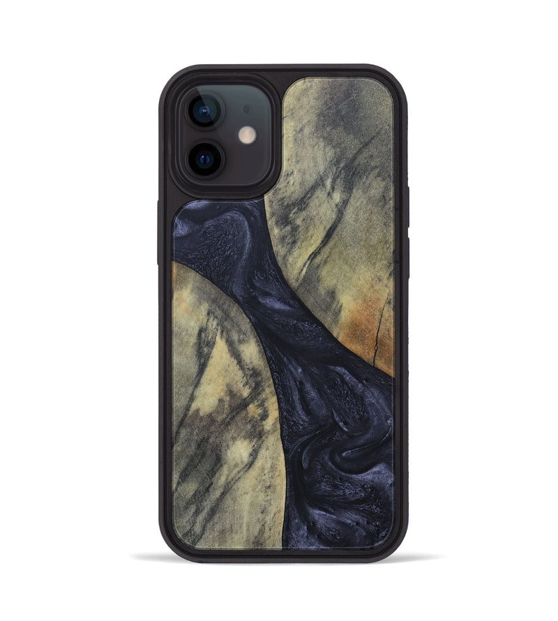 iPhone 12 Wood+Resin Phone Case - Hillary (Pure Black, 689305)