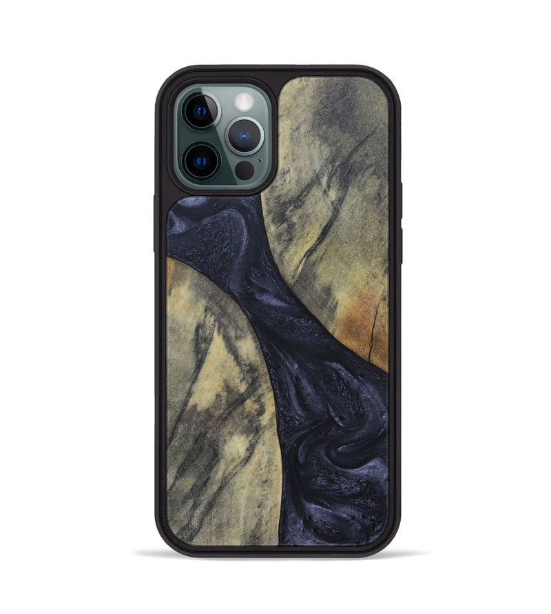 iPhone 12 Pro Wood+Resin Phone Case - Hillary (Pure Black, 689305)