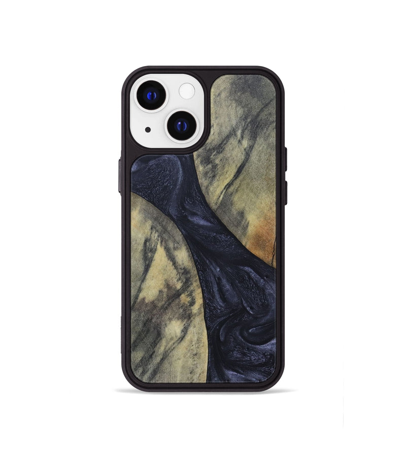 iPhone 13 mini Wood+Resin Phone Case - Hillary (Pure Black, 689305)