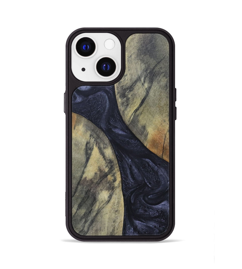 iPhone 13 Wood+Resin Phone Case - Hillary (Pure Black, 689305)