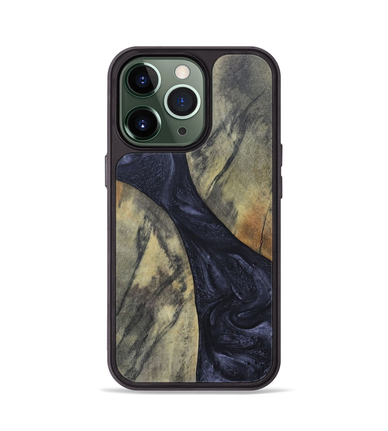 iPhone 13 Pro Wood+Resin Phone Case - Hillary (Pure Black, 689305)