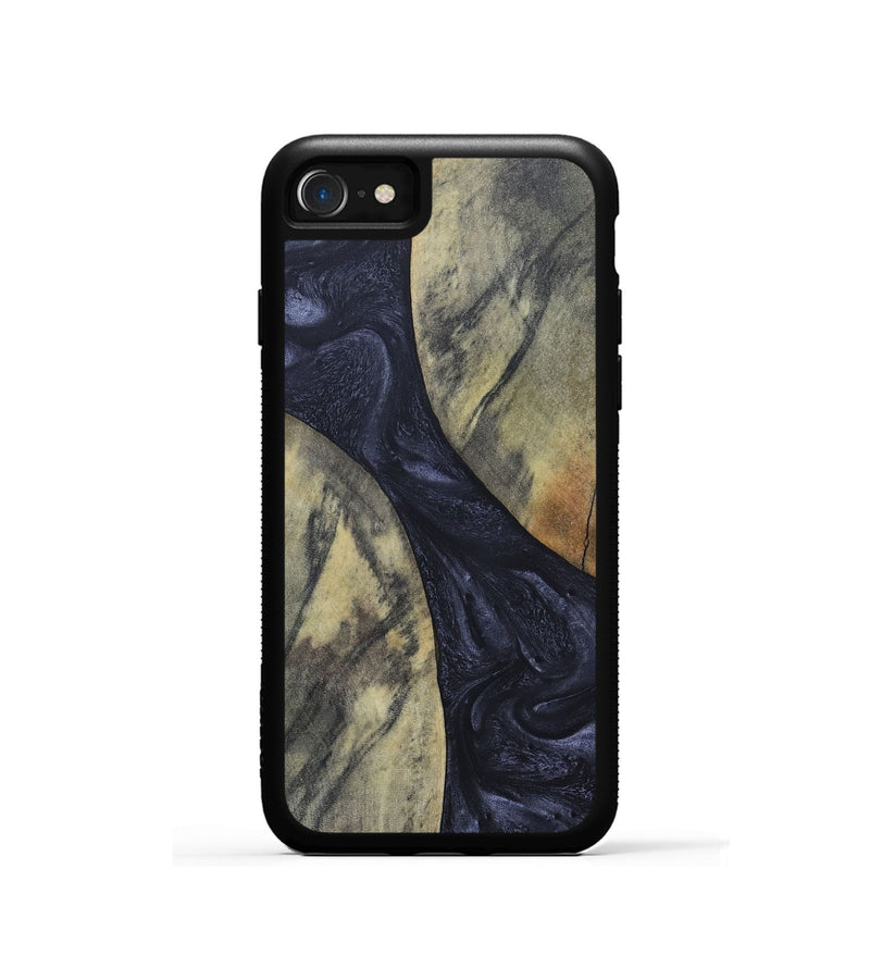 iPhone SE Wood+Resin Phone Case - Hillary (Pure Black, 689305)