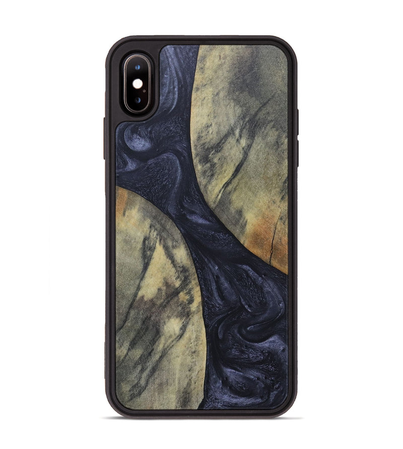 iPhone Xs Max Wood+Resin Phone Case - Hillary (Pure Black, 689305)
