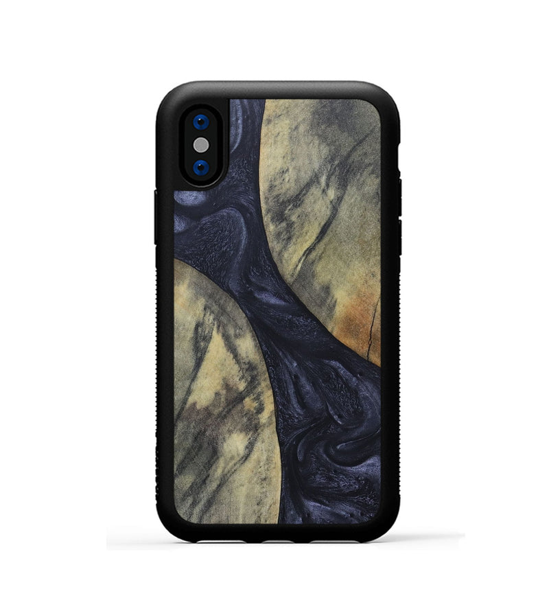 iPhone Xs Wood+Resin Phone Case - Hillary (Pure Black, 689305)