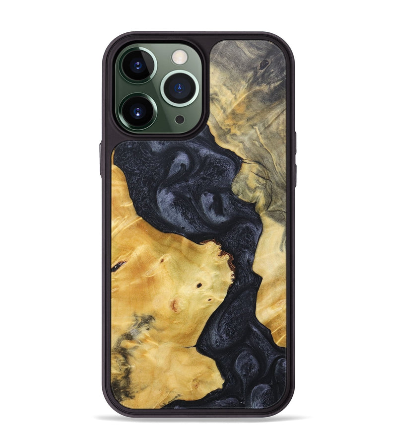 iPhone 13 Pro Max Wood+Resin Phone Case - Paulette (Pure Black, 689309)