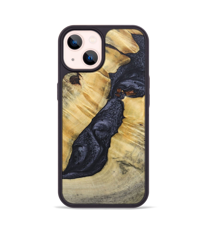 iPhone 14 Wood+Resin Phone Case - Addison (Pure Black, 689310)