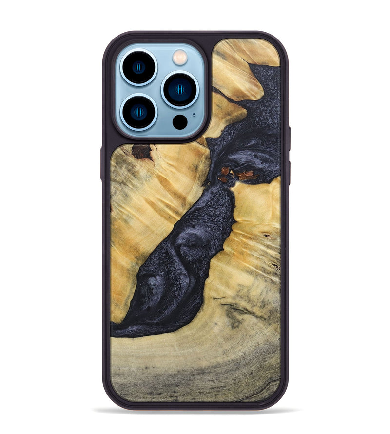 iPhone 14 Pro Max Wood+Resin Phone Case - Addison (Pure Black, 689310)