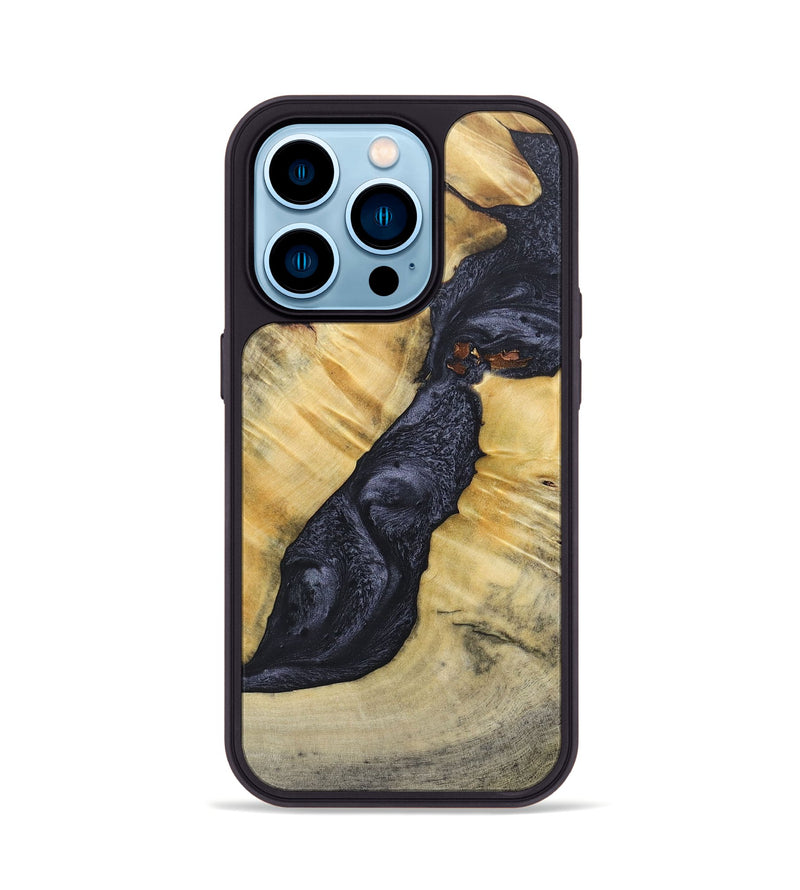 iPhone 14 Pro Wood+Resin Phone Case - Addison (Pure Black, 689310)