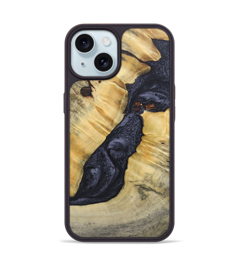 iPhone 15 Wood+Resin Phone Case - Addison (Pure Black, 689310)