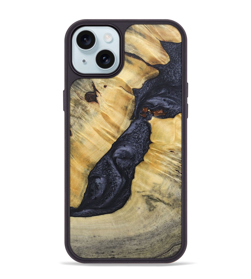 iPhone 15 Plus Wood+Resin Phone Case - Addison (Pure Black, 689310)