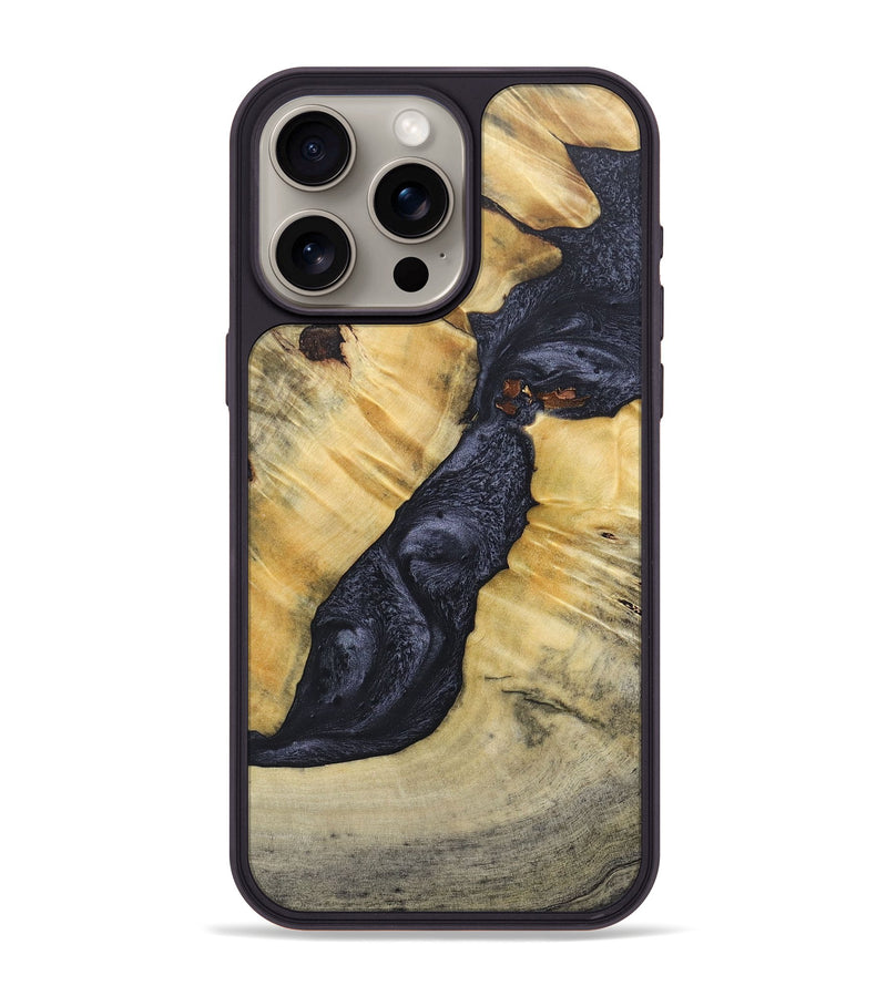iPhone 15 Pro Max Wood+Resin Phone Case - Addison (Pure Black, 689310)