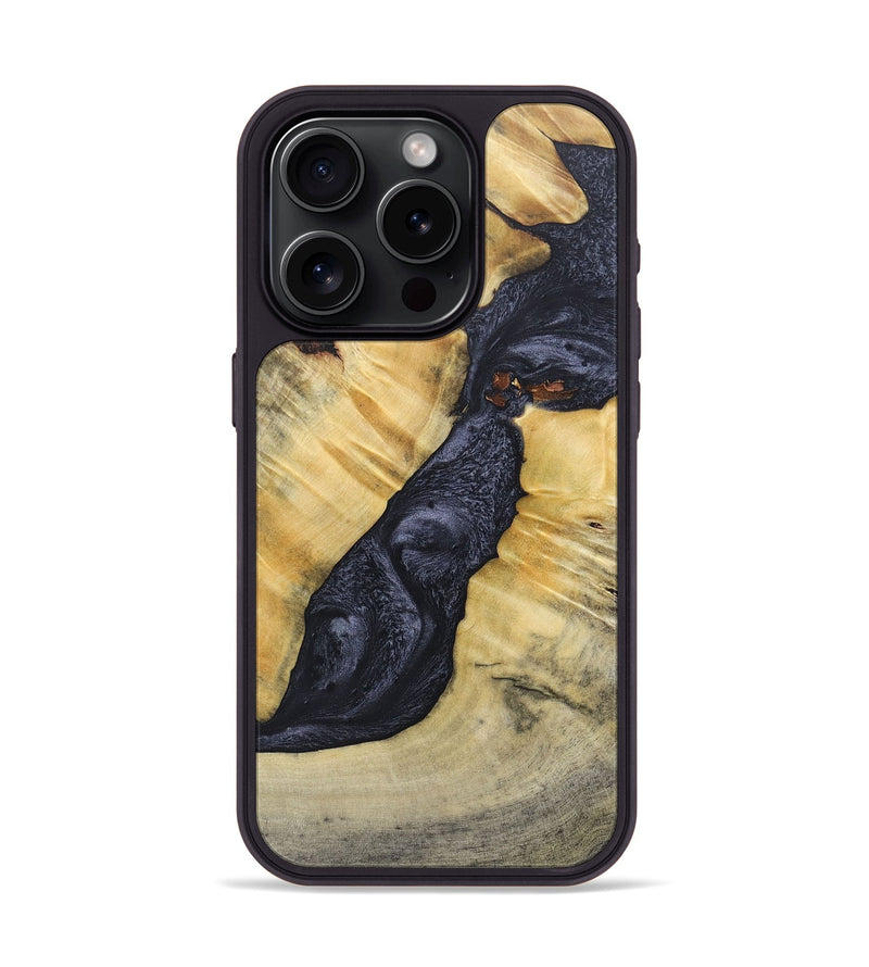 iPhone 15 Pro Wood+Resin Phone Case - Addison (Pure Black, 689310)