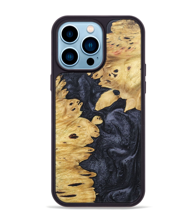 iPhone 14 Pro Max Wood+Resin Phone Case - Anna (Pure Black, 689312)
