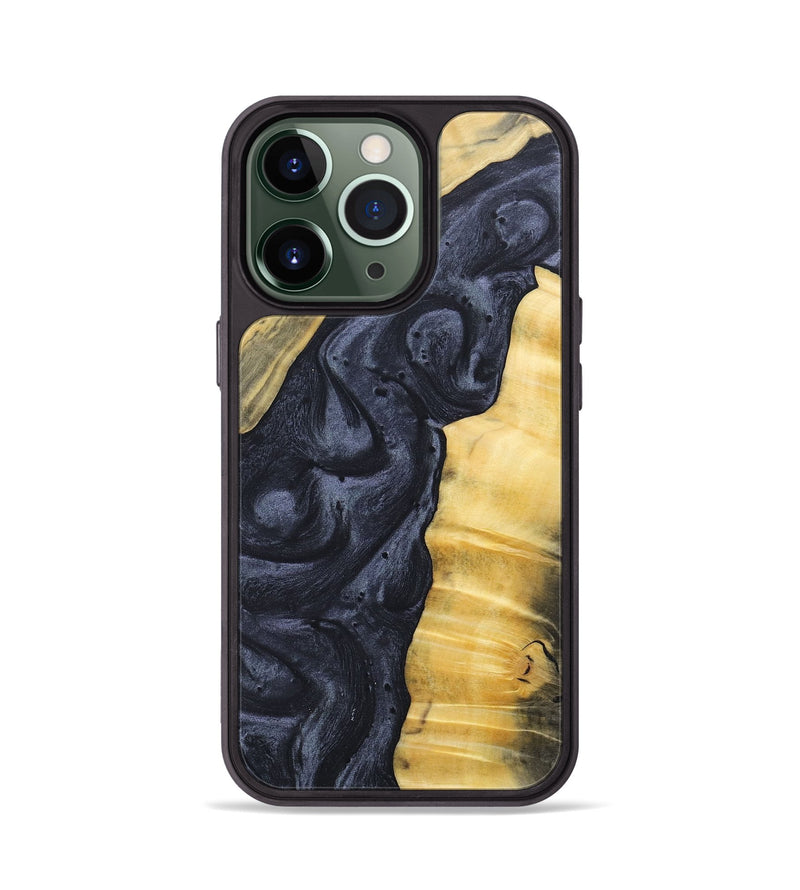 iPhone 13 Pro Wood+Resin Phone Case - Sidney (Pure Black, 689313)