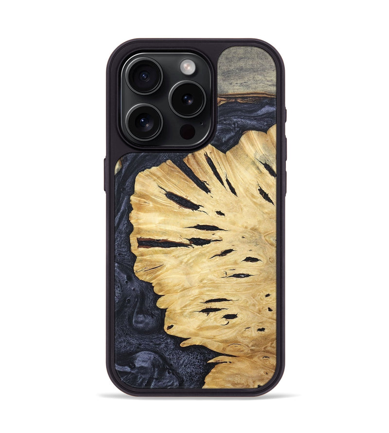 iPhone 15 Pro Wood+Resin Phone Case - Levi (Pure Black, 689318)