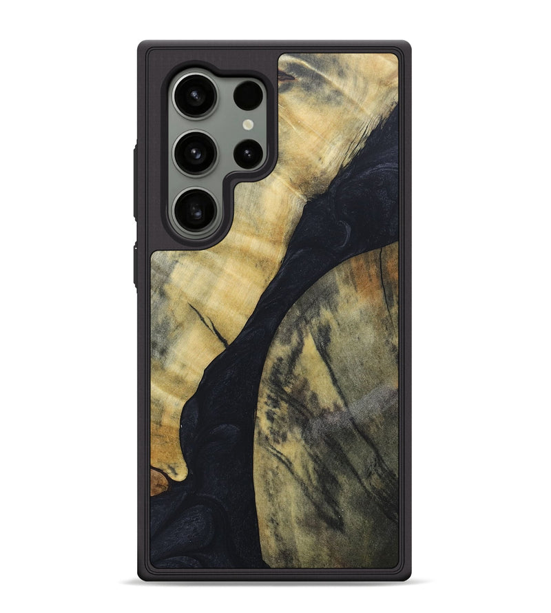 Galaxy S24 Ultra Wood+Resin Phone Case - Izabella (Pure Black, 689323)