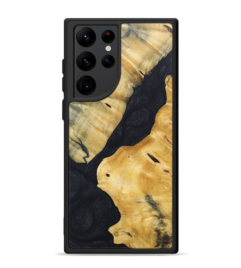 Galaxy S22 Ultra Wood+Resin Phone Case - Brooks (Pure Black, 689328)