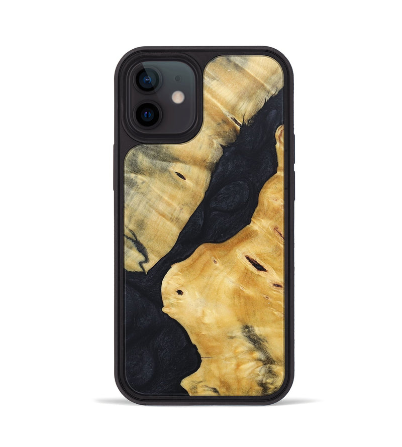 iPhone 12 Wood+Resin Phone Case - Brooks (Pure Black, 689328)
