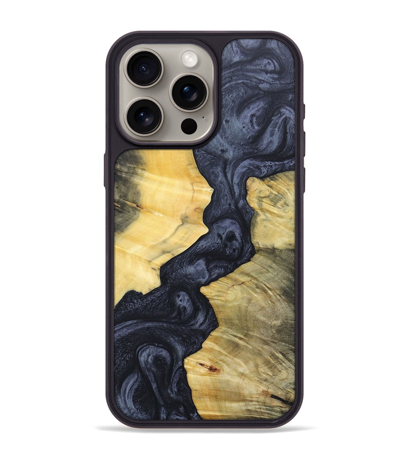 iPhone 15 Pro Max Wood+Resin Phone Case - Lila (Pure Black, 689332)