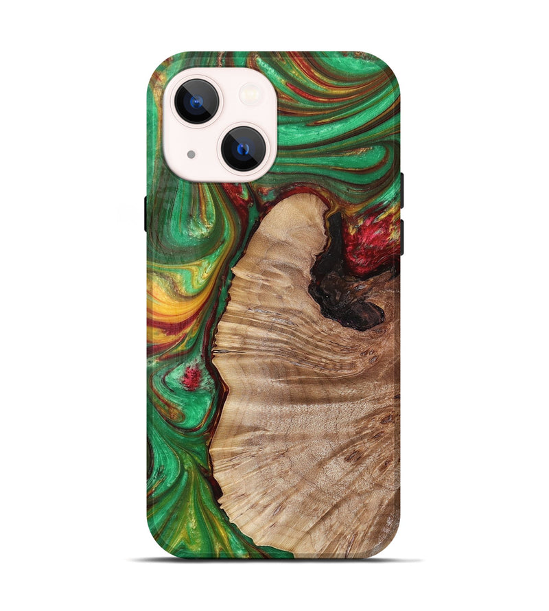 iPhone 14 Wood+Resin Live Edge Phone Case - Mckinley (Reggae, 689494)