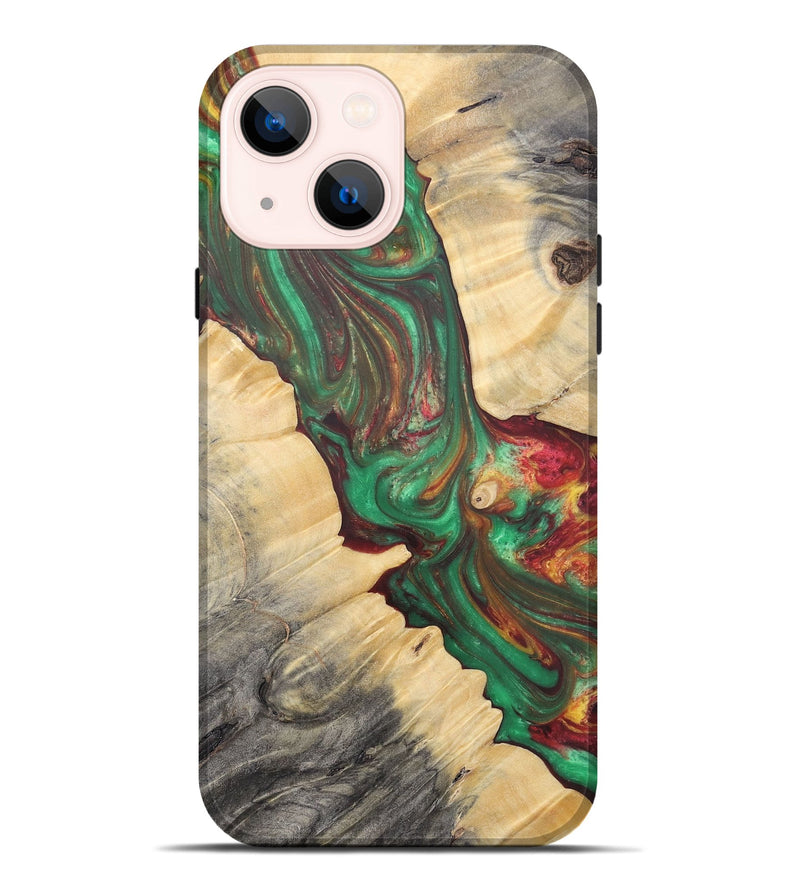 iPhone 14 Plus Wood+Resin Live Edge Phone Case - Latasha (Reggae, 689499)