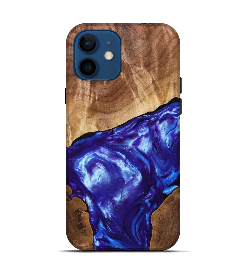iPhone 12 Wood+Resin Live Edge Phone Case - Israel (Blue, 689504)