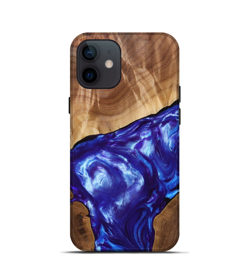 iPhone 12 mini Wood+Resin Live Edge Phone Case - Israel (Blue, 689504)