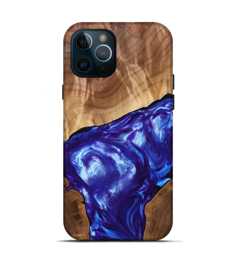 iPhone 12 Pro Wood+Resin Live Edge Phone Case - Israel (Blue, 689504)