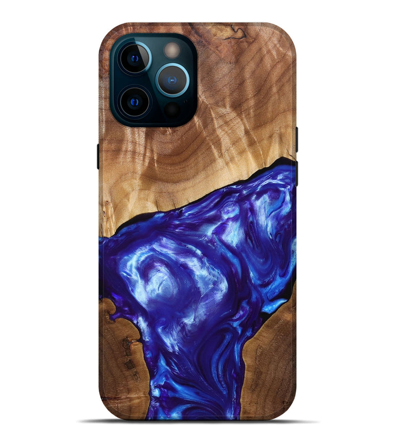 iPhone 12 Pro Max Wood+Resin Live Edge Phone Case - Israel (Blue, 689504)