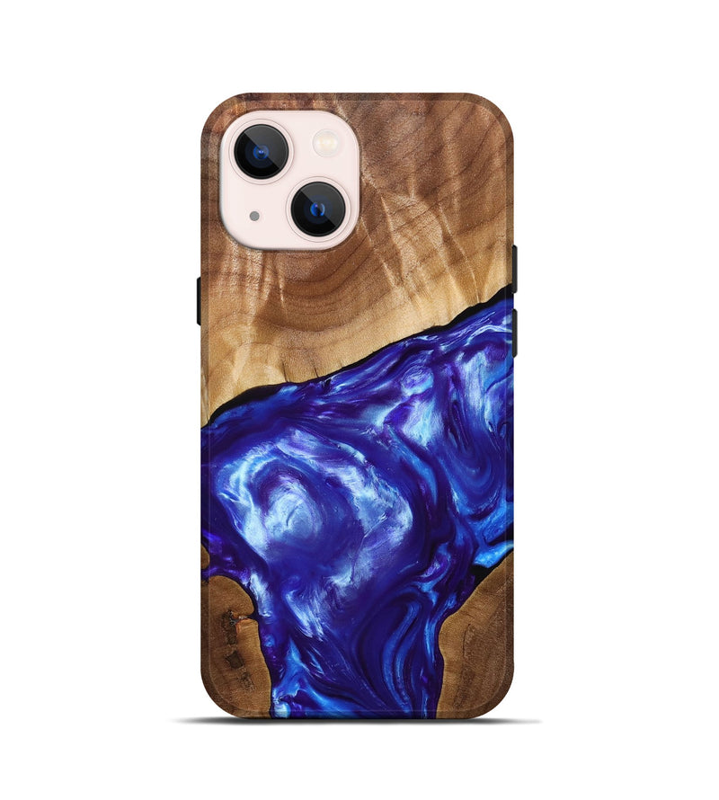 iPhone 13 mini Wood+Resin Live Edge Phone Case - Israel (Blue, 689504)