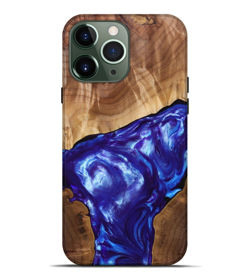 iPhone 13 Pro Max Wood+Resin Live Edge Phone Case - Israel (Blue, 689504)
