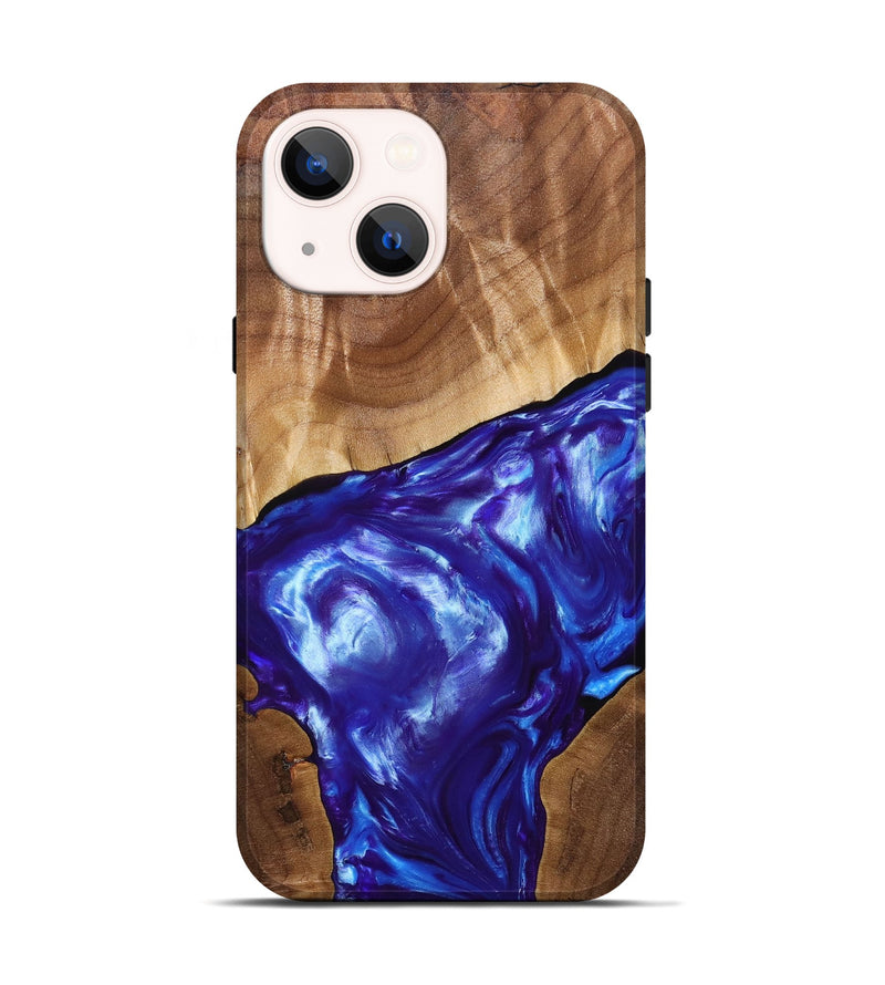iPhone 14 Wood+Resin Live Edge Phone Case - Israel (Blue, 689504)