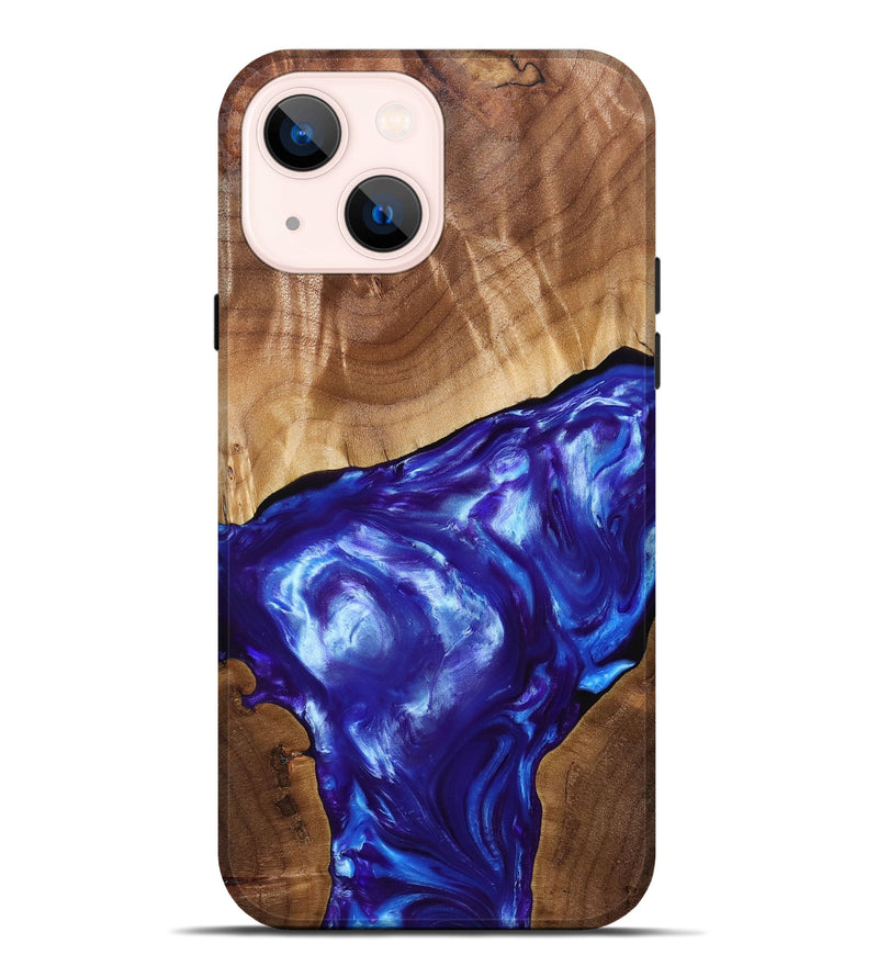 iPhone 14 Plus Wood+Resin Live Edge Phone Case - Israel (Blue, 689504)