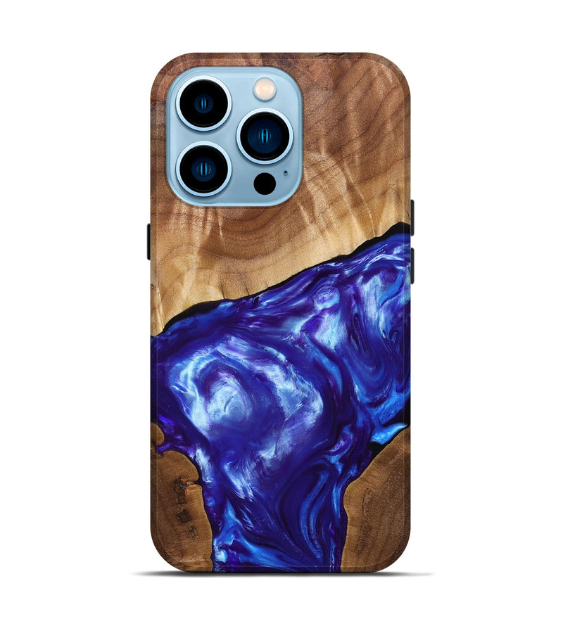 iPhone 14 Pro Wood+Resin Live Edge Phone Case - Israel (Blue, 689504)
