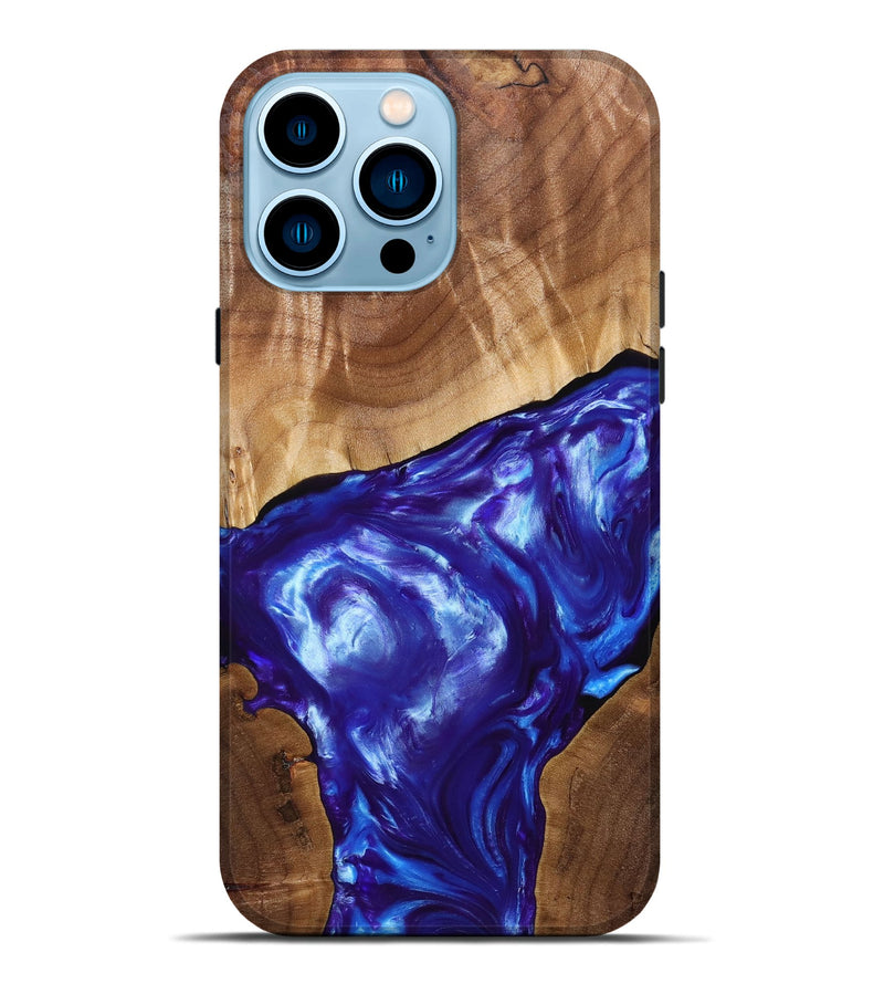 iPhone 14 Pro Max Wood+Resin Live Edge Phone Case - Israel (Blue, 689504)