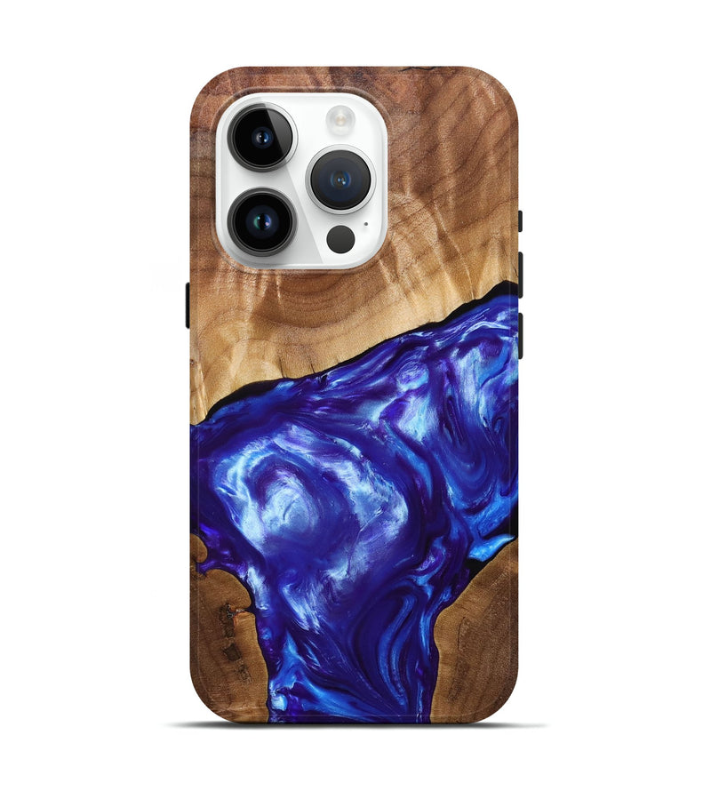 iPhone 15 Pro Wood+Resin Live Edge Phone Case - Israel (Blue, 689504)