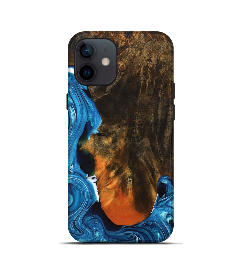 iPhone 12 mini Wood+Resin Live Edge Phone Case - Ryder (Blue, 689553)