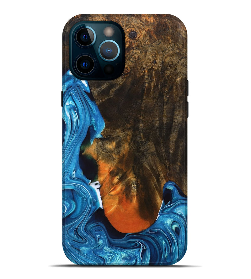 iPhone 12 Pro Max Wood+Resin Live Edge Phone Case - Ryder (Blue, 689553)