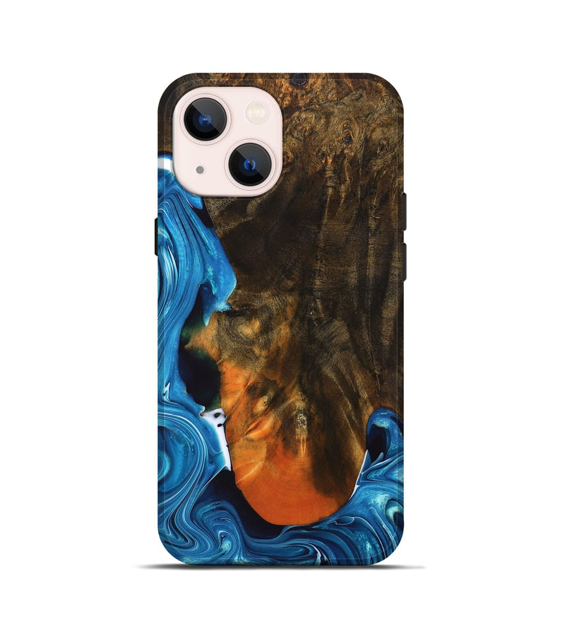 iPhone 13 mini Wood+Resin Live Edge Phone Case - Ryder (Blue, 689553)