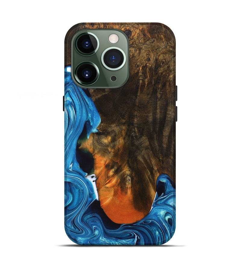 iPhone 13 Pro Wood+Resin Live Edge Phone Case - Ryder (Blue, 689553)