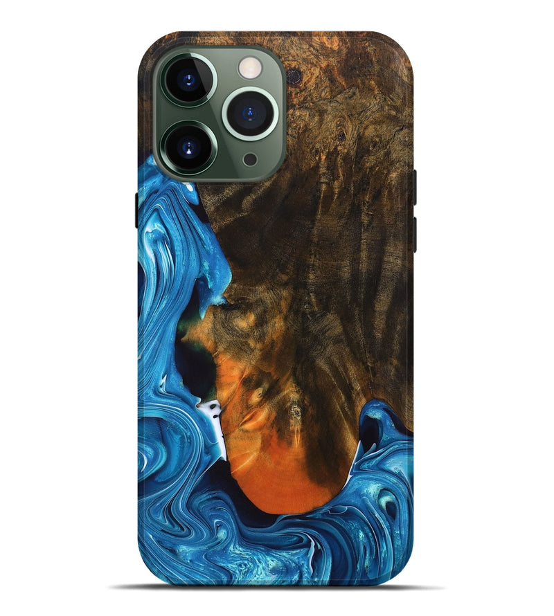 iPhone 13 Pro Max Wood+Resin Live Edge Phone Case - Ryder (Blue, 689553)