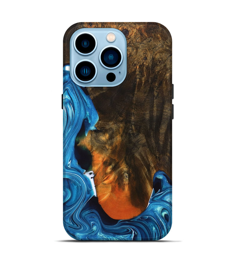 iPhone 14 Pro Wood+Resin Live Edge Phone Case - Ryder (Blue, 689553)