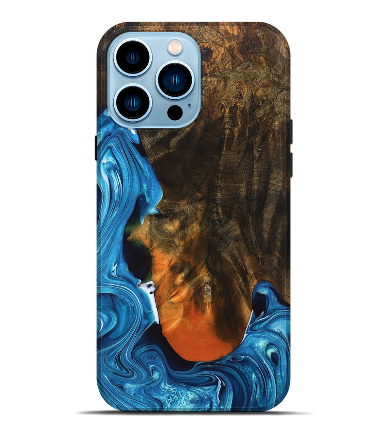 iPhone 14 Pro Max Wood+Resin Live Edge Phone Case - Ryder (Blue, 689553)