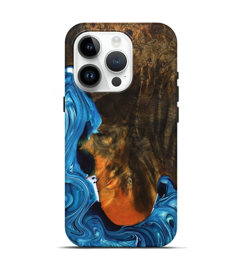 iPhone 15 Pro Wood+Resin Live Edge Phone Case - Ryder (Blue, 689553)