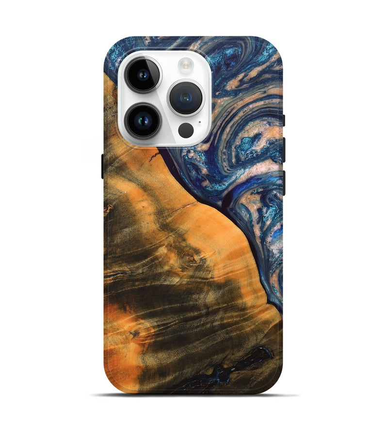 iPhone 15 Pro Wood+Resin Live Edge Phone Case - Curtis (Blue, 689559)