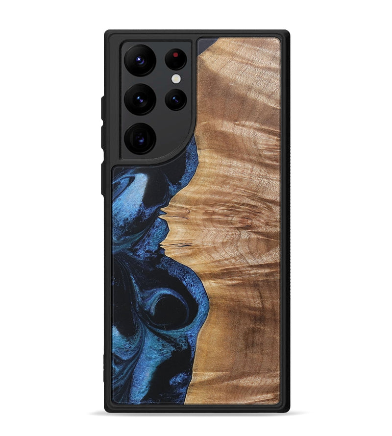Galaxy S22 Ultra Wood+Resin Phone Case - Jarod (Blue, 689674)