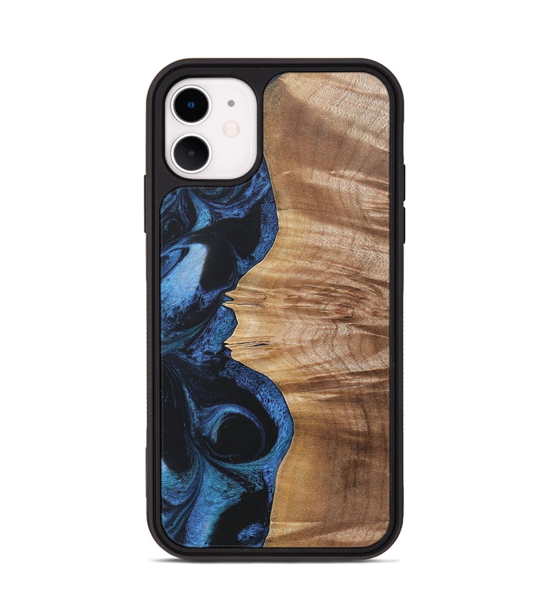 iPhone 11 Wood+Resin Phone Case - Jarod (Blue, 689674)